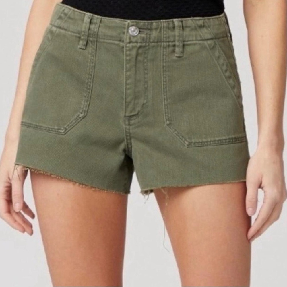 Paige Mayslie Utility Raw Hem Shorts Vintage Ivy Green